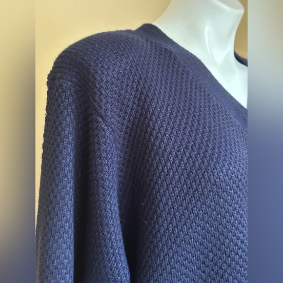 Maggie Lawrence Sweater Large Knit V-Neck Blue Gold Heart Buttons Sz 22/… - Picture 5 of 14